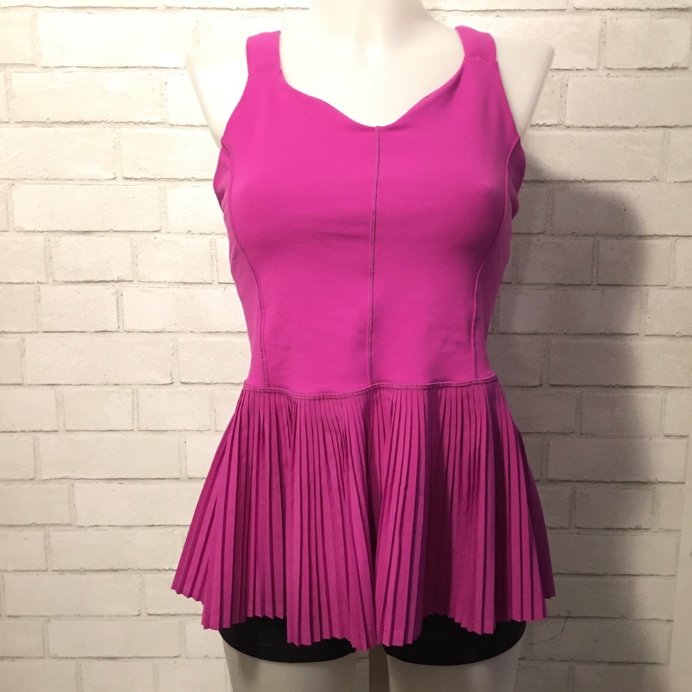 Lululemon Fuchsia Pleated Peplum Top size 10